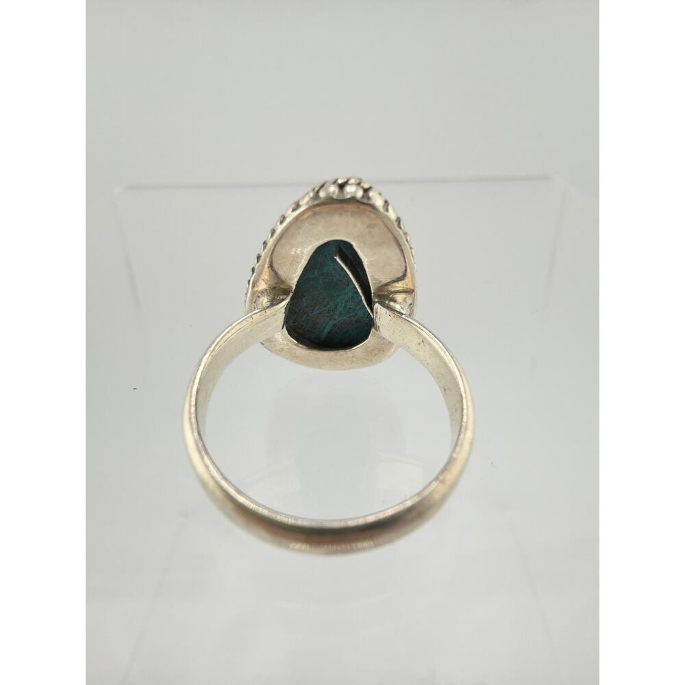 Teardrop Chrysocolla Gemstone 925 Sterling Silver Ring Size 7.5 - Picture 6 of 7